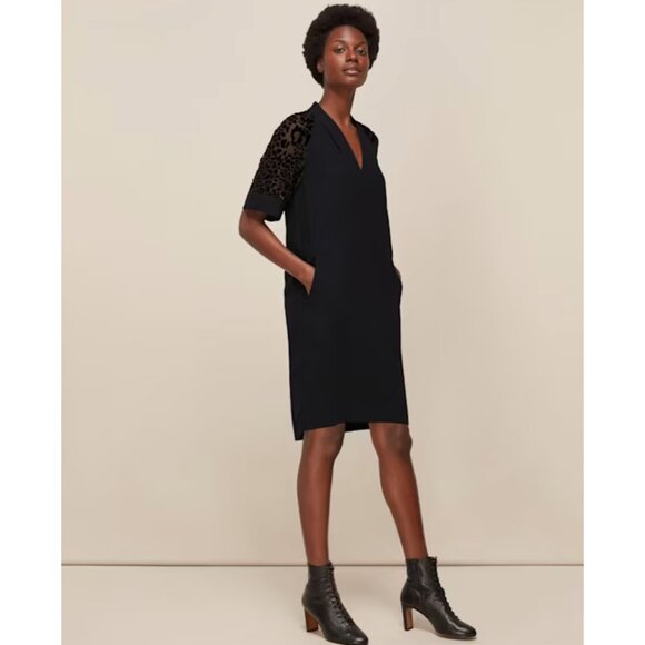 Whistles Black Lina Animal Dobby Dress - Picture 2 of 9